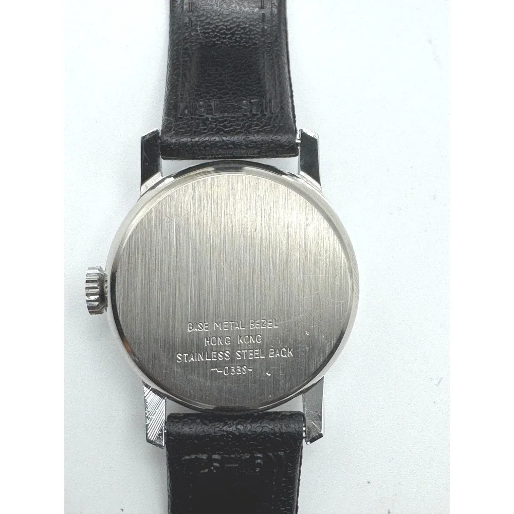 Vintage Mickey Mouse Wrist Watch Bradley Time Division Black‎ Leather Strap